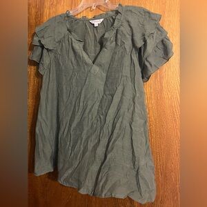 Nanette Lepore Green Ruffle Sleeve Blouse